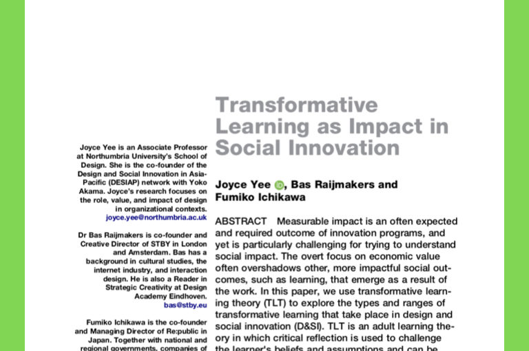 Paper: Transformative Learning as Impact in Social Innovation