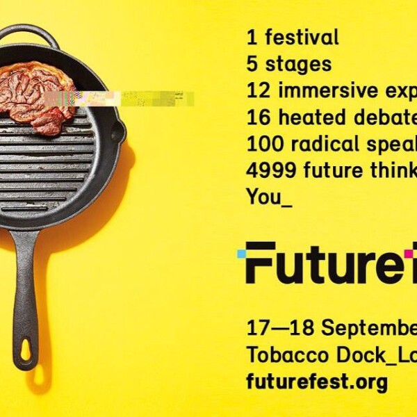 Poster for Futurefest with picture of frying pan and steak