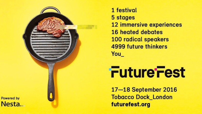 Poster for Futurefest with picture of frying pan and steak